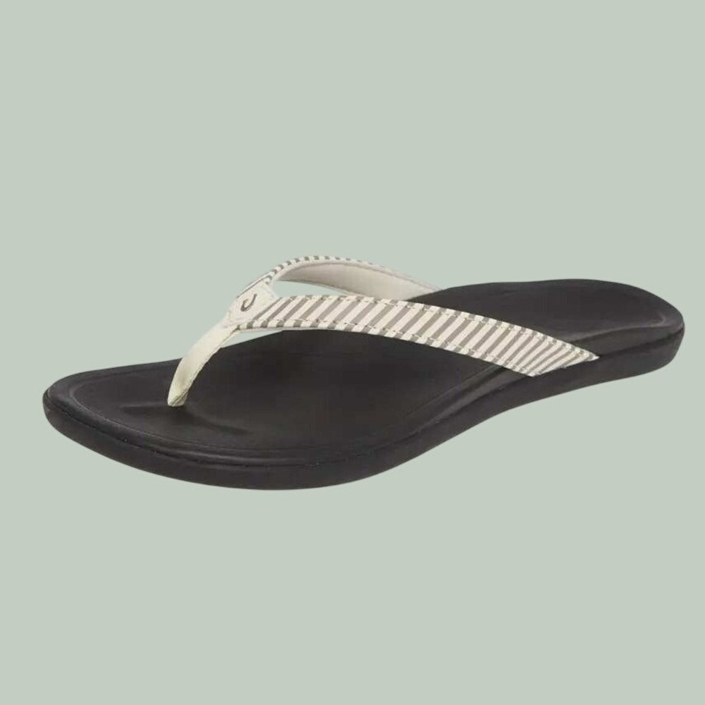 OluKai Ho'opio Bone Stripe Flip Flop Sandals Women's Size 10 NEW